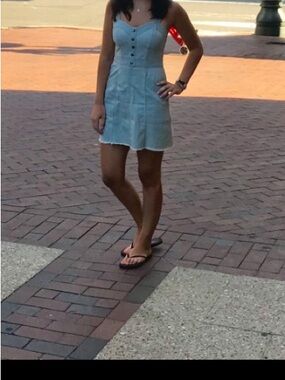 Like New Express Light Blue Denim Chambray Button-Front Sundress